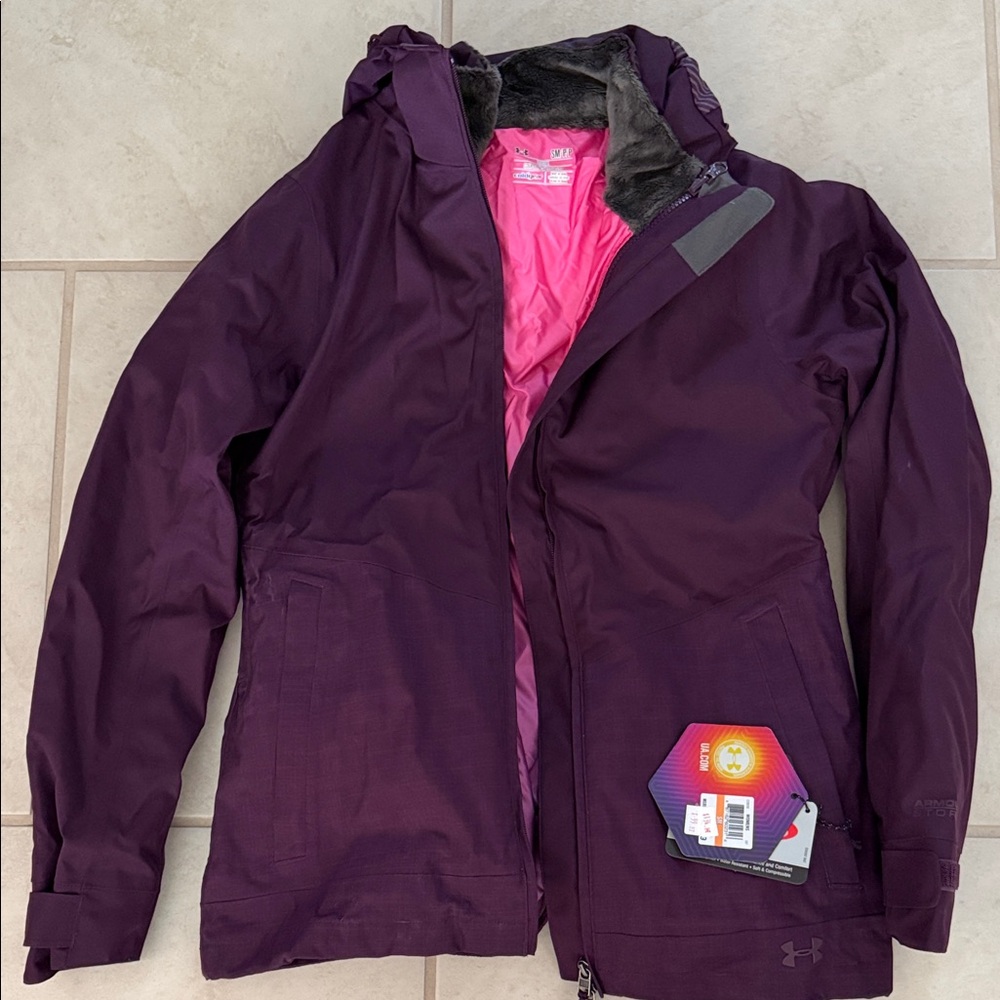 Under Armour Women's Dark Purple Ski Jacket with Pink Lining